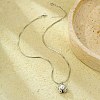 304 Stainless Steel Pave Shell Pearl Flat Round Pendant Necklaces for Women NJEW-U031-02P-1
