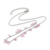 304 Stainless Steel Cubic Zirconia Teardrop & Flat Round Bib Ball Chain Necklaces for Women NJEW-F328-11P-08-2