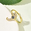 304 Stainless Steel Cubic Zirconia Cuff Open Rings for Women RJEW-Z122-02G-01-3