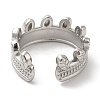 Non-Tarnish 304 Stainless Steel Leaf Open Cuff Ring for Women RJEW-I098-14P-3