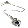 Rhodium Plated 925 Sterling Silver Pave Cubic Zirconia Rose Heart Birthstone Pendant Cable Chain Necklaces NJEW-H012-66A-1