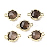 Brass Natural Smoky Quartz Connector Charms KK-Z096-01G-06-1