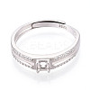 Rhodium Plated 925 Sterling Silver Micro Pave Cubic Zirconia Engagement Solitaire Adjustable Ring Settings STER-T008-15P-2