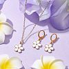 Flower Alloy Enamel Leverback Earrings & Pendant Necklaces Sets SJEW-JS01298-2