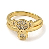 Girl Brass Micro Pave Clear Cubic Zirconia Double Rings RJEW-Z050-22G-3