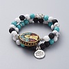 Buddhist Theme Guan Yin & Lotus Stretch Bracelets Sets BJEW-JB04874-01-1