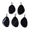 Natural Black Agate Big Pendants G-T131-117-1