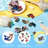 16Pcs 8 Colors Opaque Resin & Walnut Wood Connector Charms RESI-TA0002-69-5