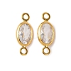 Brass Pave Clear Cubic Zirconia Connector Charms KK-Z121-06G-04-1