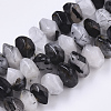 Natural Black Rutilated Quartz Beads Strands G-R462-11-1