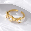Flower Brass Open Cuff Rings for Women RJEW-G341-01G-3