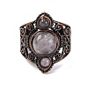 Natural Rose Quartz Retro Finger Rings RJEW-B067-01R-18-2