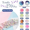 270Pcs 9 Colors Frosted Baking Paint Crackle Glass Beads with Glitter Powder DGLA-YW0001-34-3