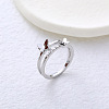 304 Stainless Steel with Rhinestone Finger Rings for Women VL8441-4-1