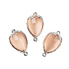 Cat Eye Faceted Teardrop Connector Charms G-B081-02P-02-1