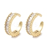 Rectangle Brass Cubic Zirconia Cuff Earrings for Women EJEW-E310-09G-1