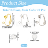 36Pcs 3 Colors Brass Clip-on Earring Findings KK-SP0001-07-2
