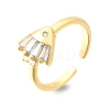 Ocean Theme Brass Micro Pave Cubic Zirconia Cuff Rings for Women LS-RJEW-F184-17D-G-2