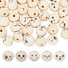 60Pcs 6 Styles Unfinished Natural Wood Printed Beads WOOD-GL0001-13A-1