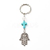 Natural Quartz Crystal Beads and Synthetic Turquoise beads Keychain KEYC-JKC00267-05-1