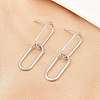 Oval 316 Stainless Steel Dangle Stud Earrings EJEW-D339-04P-3