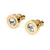 Flat Round 304 Stainless Steel & Crystal Rhinestone Stud Earrings for Women LS-EJEW-G459-02G-2