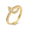 Rack Plating Brass Cubic Zirconia Arabic Letters Adjustable Rings for Women RJEW-S407-10G-06-1