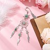 Alloy Sun & Woven Net/Web with Feather Charms Bookmarks AJEW-JK00368-4