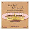 Natural Rose Quartz Bead Stretch Bracelets PW-WGDA286-02-1