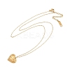 Ion Plating(IP) 304 Stainless Steel Textured Heart Pendant Cable Chain Necklaces for Women NJEW-P320-09G-4