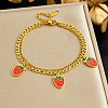 304 Stainless Steel Enamel Red Strawberry Charm 2-Strand Bracelets for Women WG018B1-01-1