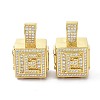 Alphabet Brass Micro Pave Clear Cubic Zirconia Pendants ZIRC-O045-01G-E-2