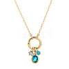 Brass Pave Cubic Zirconia Oval Flower Birth Stone Penant Necklaces with Synthetic Opal for Women WG88A4B-01-1