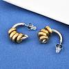 304 Stainless Steel Two Tone C-Shaped Stud Earrings EJEW-K268-78GP-2