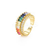 Brass Micro Pave Cubic Zirconia Cuff Rings for Women RJEW-T016-39G-01-3
