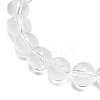Natural Quartz Crystal Round Beaded Stretch Bracelet with Bullet Charms BJEW-JB09018-03-5