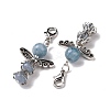 Natural Round Aquamarine Pendant Decorations HJEW-JM00200-04-3