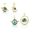 4Pcs 4 Styles Rack Plating Brass Micro Pave Cubic Zirconia Pendants KK-YW0002-79-1