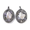Natural Shell Polymer Clay Rhinestone Pendants KK-F868-20P-02-1