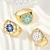 Brass Enamel Cuff Rings for Women RJEW-L113-032G-3