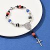 201 Stainless Steel Cross Charm Bracelets BJEW-B143-02P-1