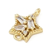 Brass Clear Cubic Zirconia Connector Charms LS-KK-Z094-03G-02-2