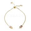 Brass Pave Random Color Cubic Zirconia Box Chain Slider Bracelet Making MAK-K024-02G-01-1