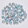 Transparent Spray Painted Glass Beads X-GLAA-R211-02-D01-1