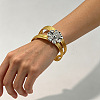 Duo Tone 304 Stainless Steel Open Cuff Bangles for Women WG66922-02-2