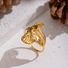 Flower 304 Stainless Steel Cuff Rings for Women LS-RJEW-Z123-01G-1