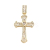 Brass Pave Clear Cubic Zirconia Pendants KK-U009-06B-G-1