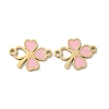 304 Stainless Steel Pink Enamel Shamrock Connector Charms LS-STAS-I322-62G-1
