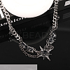 304 Stainless Steel Jet Rhinestone Star with Wings Choker Necklaces for Women FS-WG57FF6-01-1