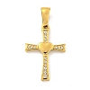 Ion Plating(IP) 304 Stainless Steel Cubic Zirconia Pendants STAS-C102-05G-1